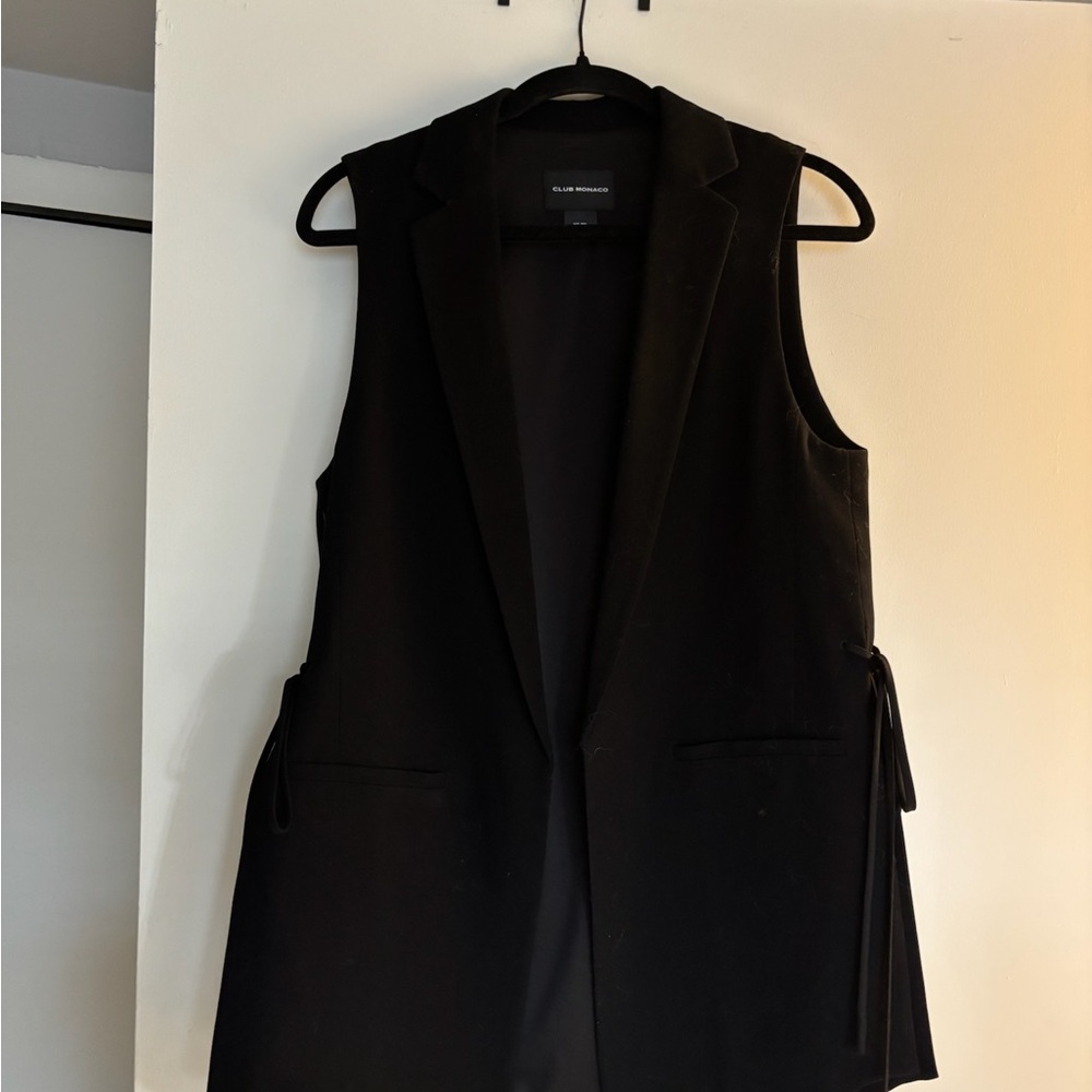 Club Monaco Sleeveless Black Blazer Vest with Tie Sides - Size XS